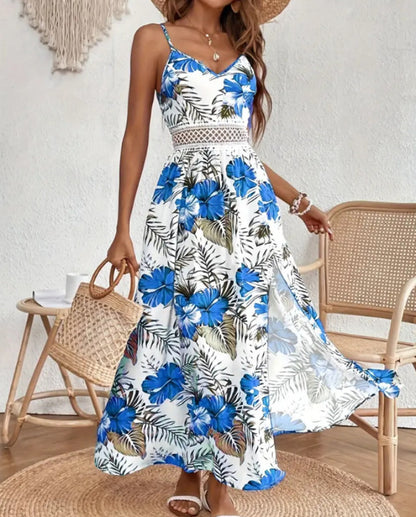 Women's Floral Print Midi Dress Elegant Vacation Summer Beach Holiday Casual Outfit