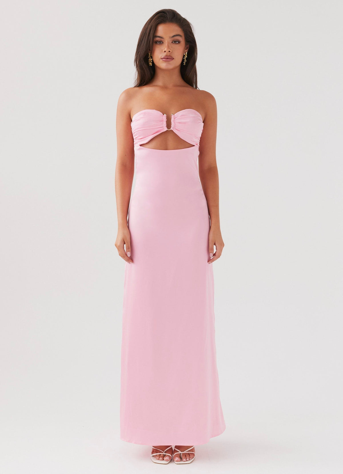 Women's Floral Strapless Maxi Dress Soft Airy Fabric Waist-Cinching Floor-Length Dress for Wedding Guest Vacation Summer Garden Party - Seldom Seen Styles