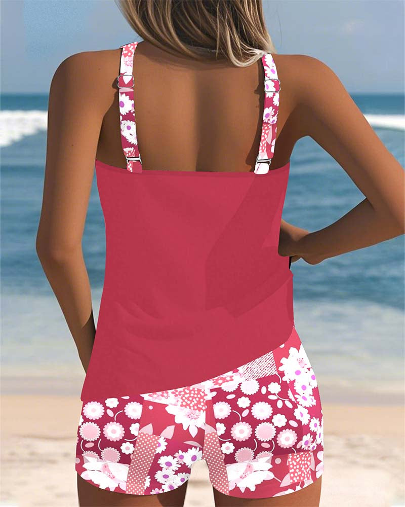 Women's Floral Tankini Swim Set Racerback Two Piece - Seldom Seen Styles