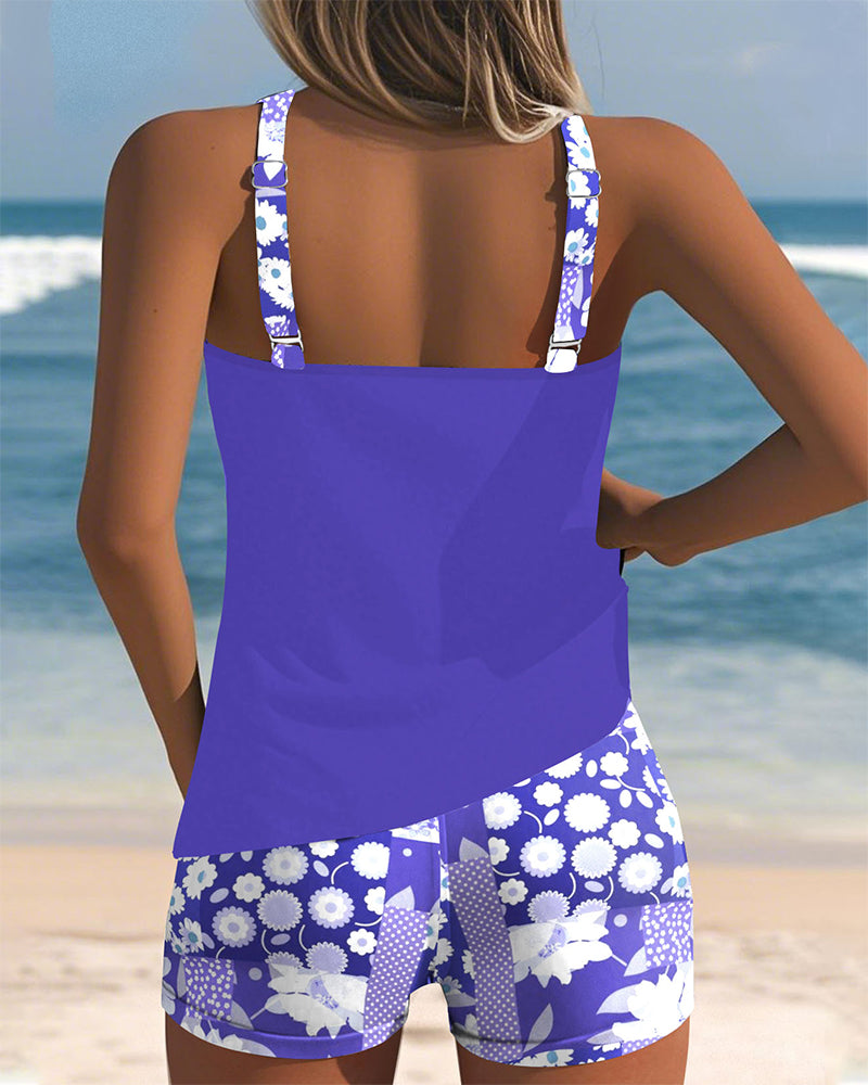 Women's Floral Tankini Swim Set Racerback Two Piece - Seldom Seen Styles