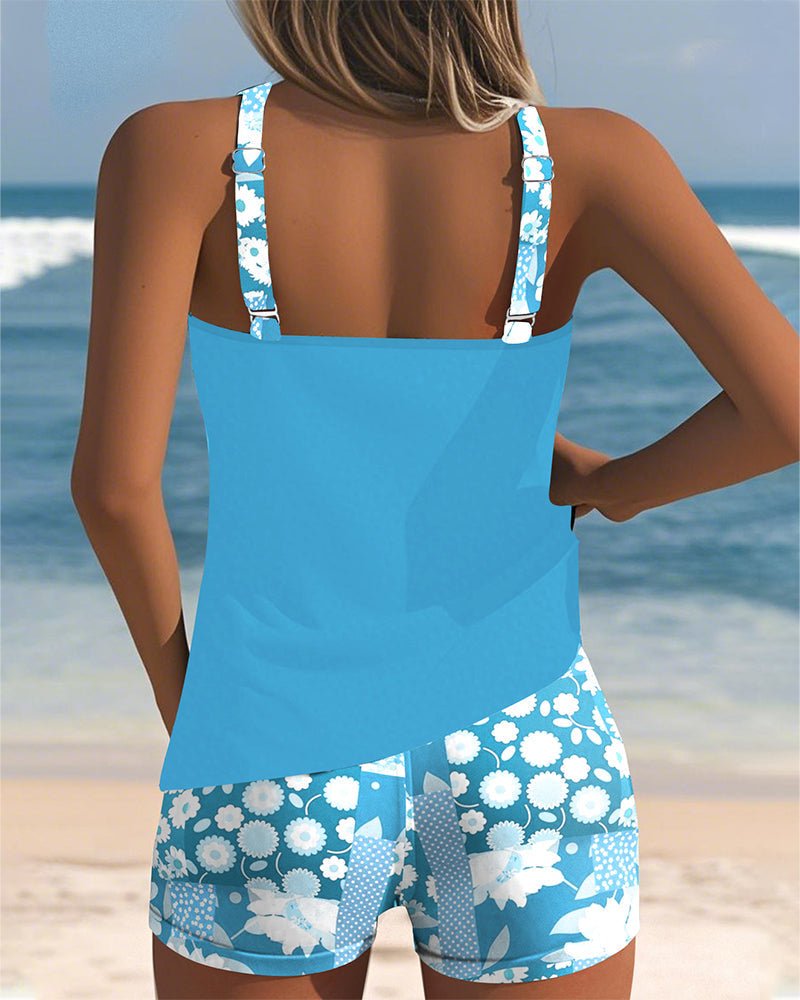 Women's Floral Tankini Swim Set Racerback Two Piece - Seldom Seen Styles