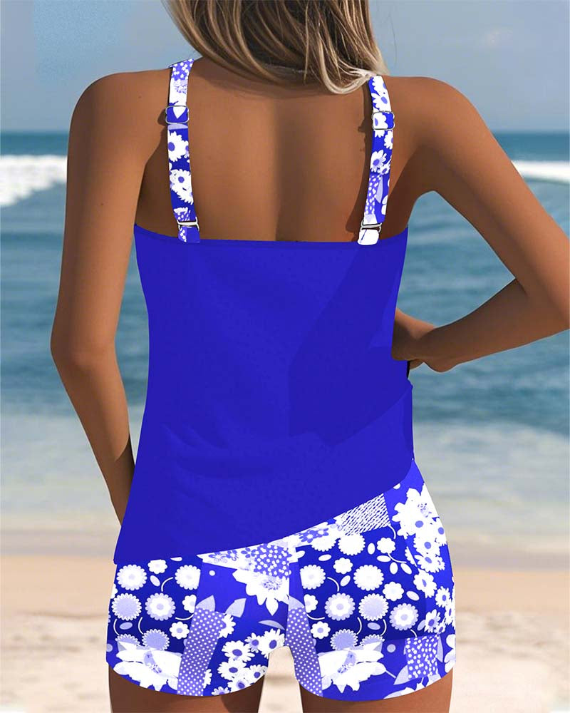 Women's Floral Tankini Swim Set Racerback Two Piece - Seldom Seen Styles