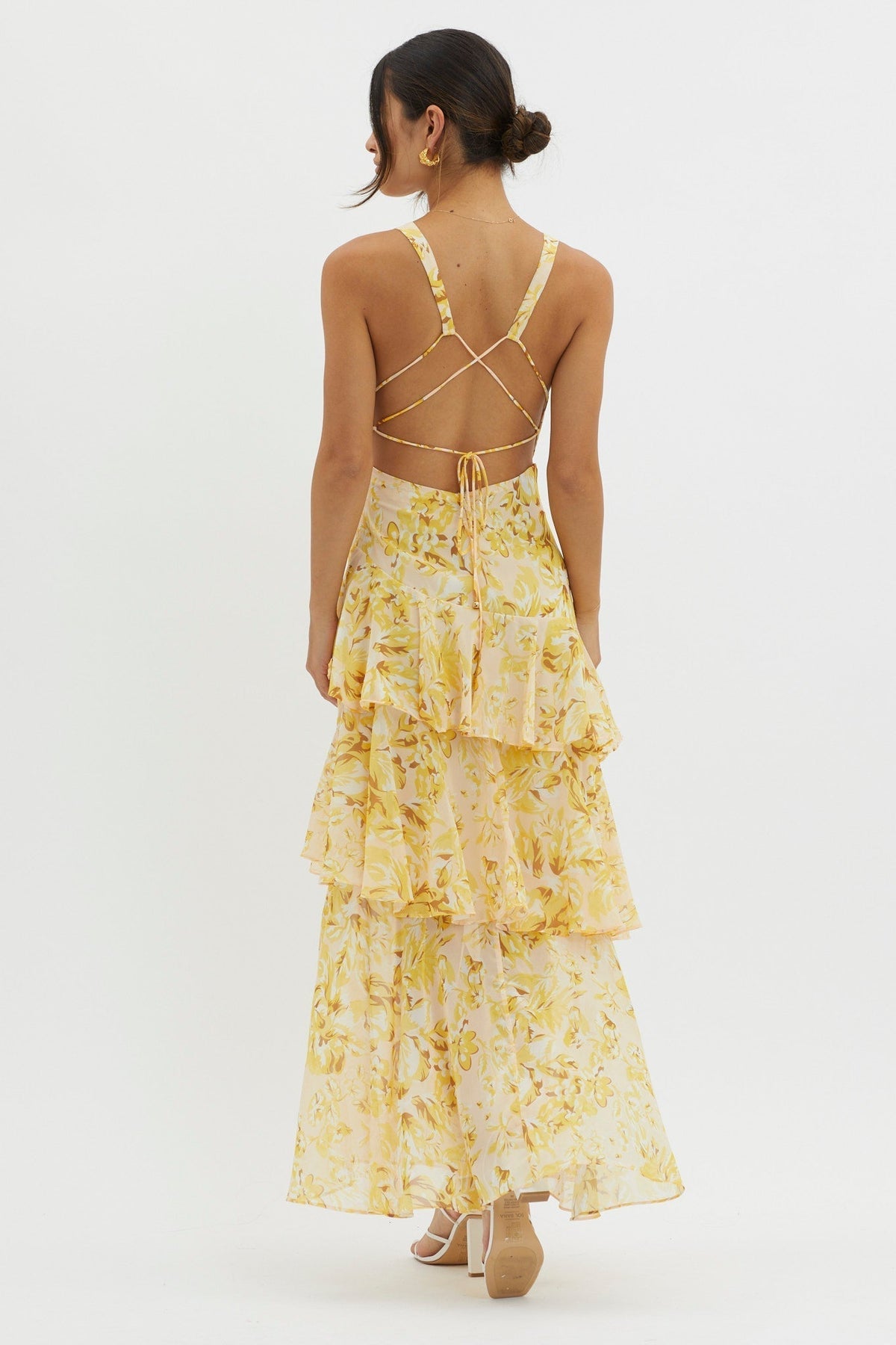 Women's Floral Tiered Maxi Dress Deep V Neck Ruffle Summer Party Dress - Seldom Seen Styles