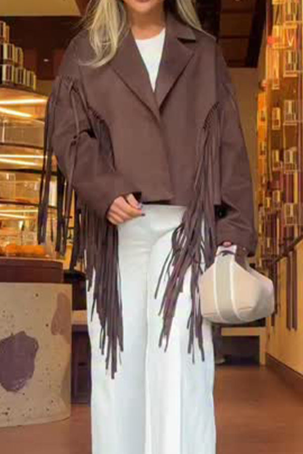 Women's Fringe Leather Jackets - Suede Faux Motocycle Biker Cropped Coat Vegan Blazer Pleather Fashion Tassel S-3XL - Seldom Seen Styles