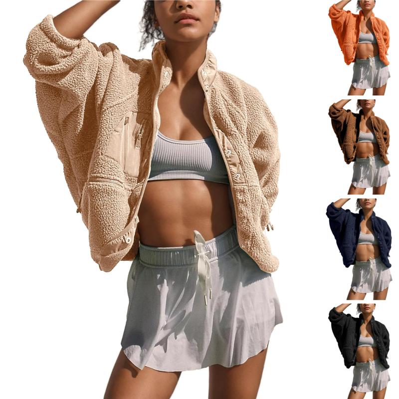 Women's Fuzzy Sherpa Fleece Jacket, Warm Button-Down Winter Coat for Fall & Daily Wear - Seldom Seen Styles