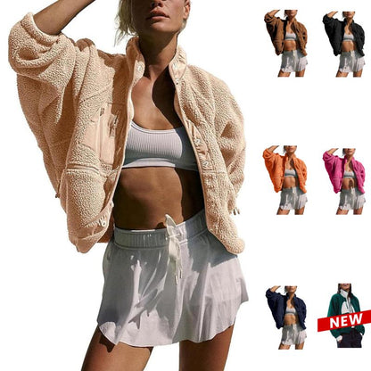 Veste polaire Sherpa douce pour femme Manteau d'hiver et de printemps chaud Boutonné Tenue d'infirmière pour l'automne et le quotidien