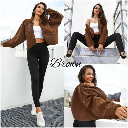 Veste polaire Sherpa douce pour femme Manteau d'hiver et de printemps chaud Boutonné Tenue d'infirmière pour l'automne et le quotidien