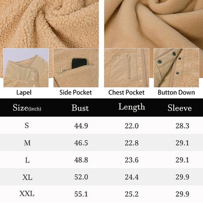 Veste polaire Sherpa douce pour femme Manteau d'hiver et de printemps chaud Boutonné Tenue d'infirmière pour l'automne et le quotidien