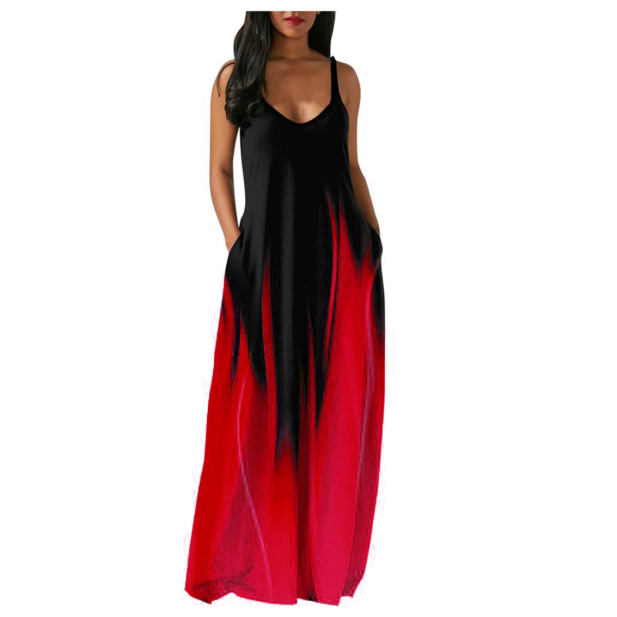 Women's Gradient Print Maxi Dress Sleeveless Loose Vacation Beach Long Dress - Seldom Seen Styles