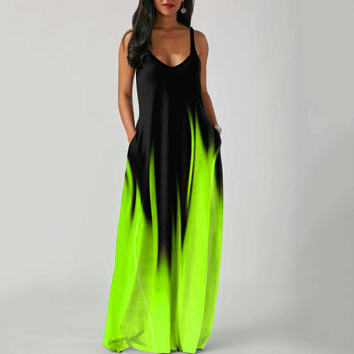 Women's Gradient Print Maxi Dress Sleeveless Loose Vacation Beach Long Dress - Seldom Seen Styles