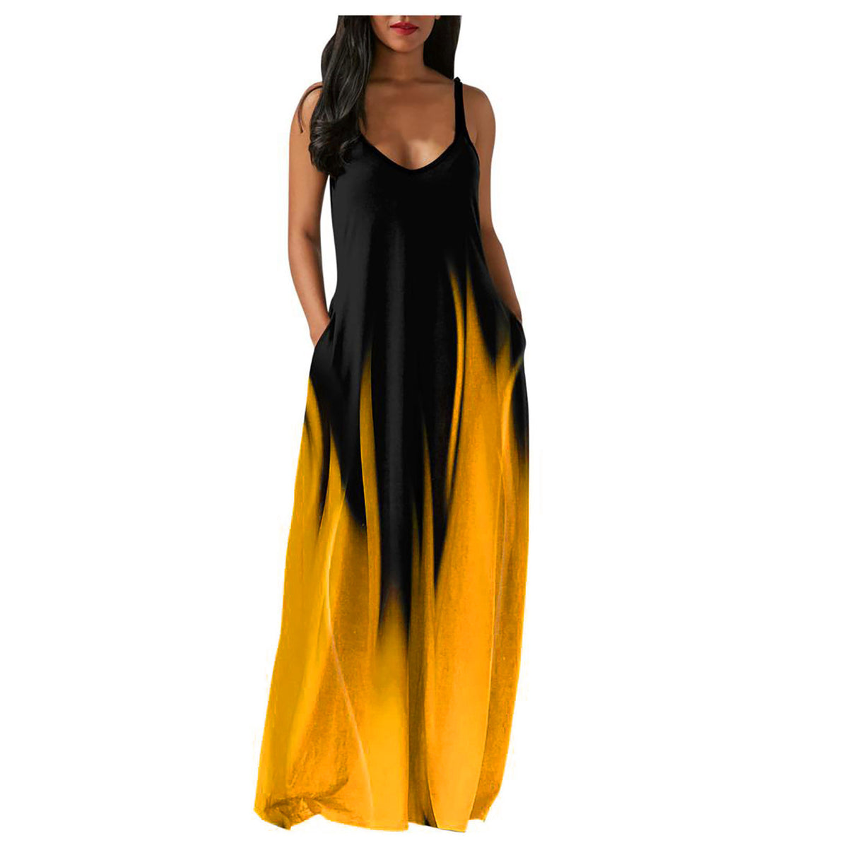 Women's Gradient Print Maxi Dress Sleeveless Loose Vacation Beach Long Dress - Seldom Seen Styles