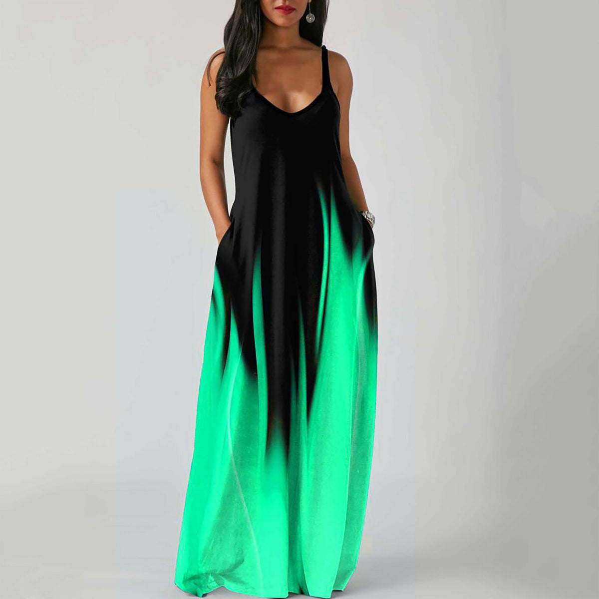 Women's Gradient Print Maxi Dress Sleeveless Loose Vacation Beach Long Dress - Seldom Seen Styles