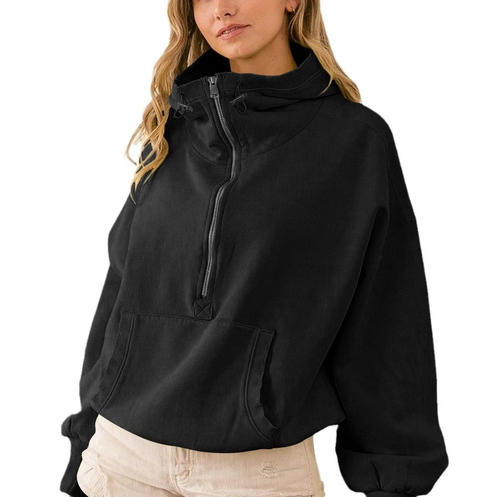 Women's Half Zip Hoodie Oversized Sweatshirt Casual Athletic Pullover Long Sleeve Activewear Jacket