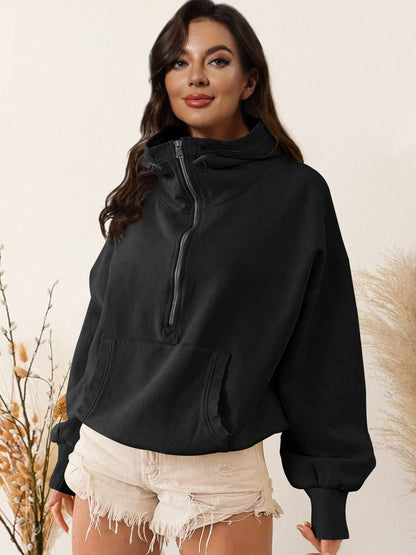 Women's Half Zip Hoodie Oversized Sweatshirt Casual Athletic Pullover Long Sleeve Activewear Jacket