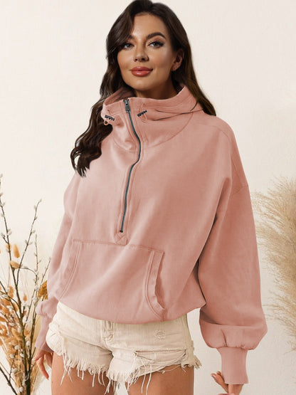 Women's Half Zip Hoodie Oversized Sweatshirt Casual Athletic Pullover Long Sleeve Activewear Jacket