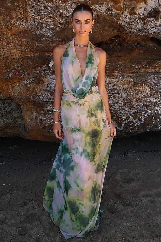 Women's Halter Maxi Dress Tie Dye Backless Vacation Dress - Seldom Seen Styles