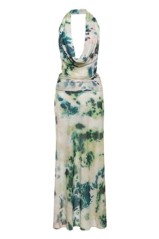 Women's Halter Maxi Dress Tie Dye Backless Vacation Dress - Seldom Seen Styles