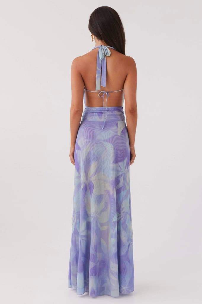 Women's Halter Maxi Dress Tie Dye Backless Vacation Dress - Seldom Seen Styles