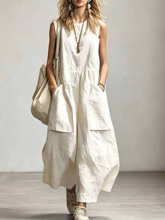 Women's Halter Neck Jumpsuit Deep V Backless Loose Fit Wide Leg Summer Beach Outfit - Seldom Seen Styles