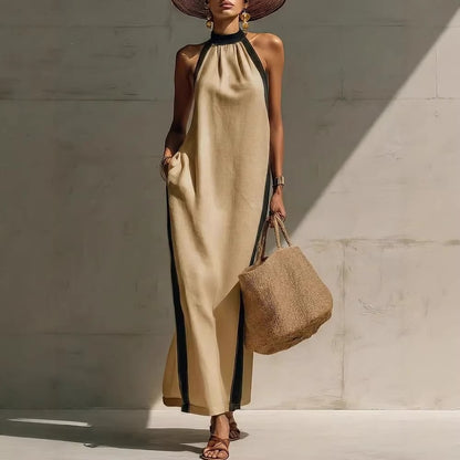 Women's Halter Neck Maxi Dress Sleeveless Vacation Beach Dress