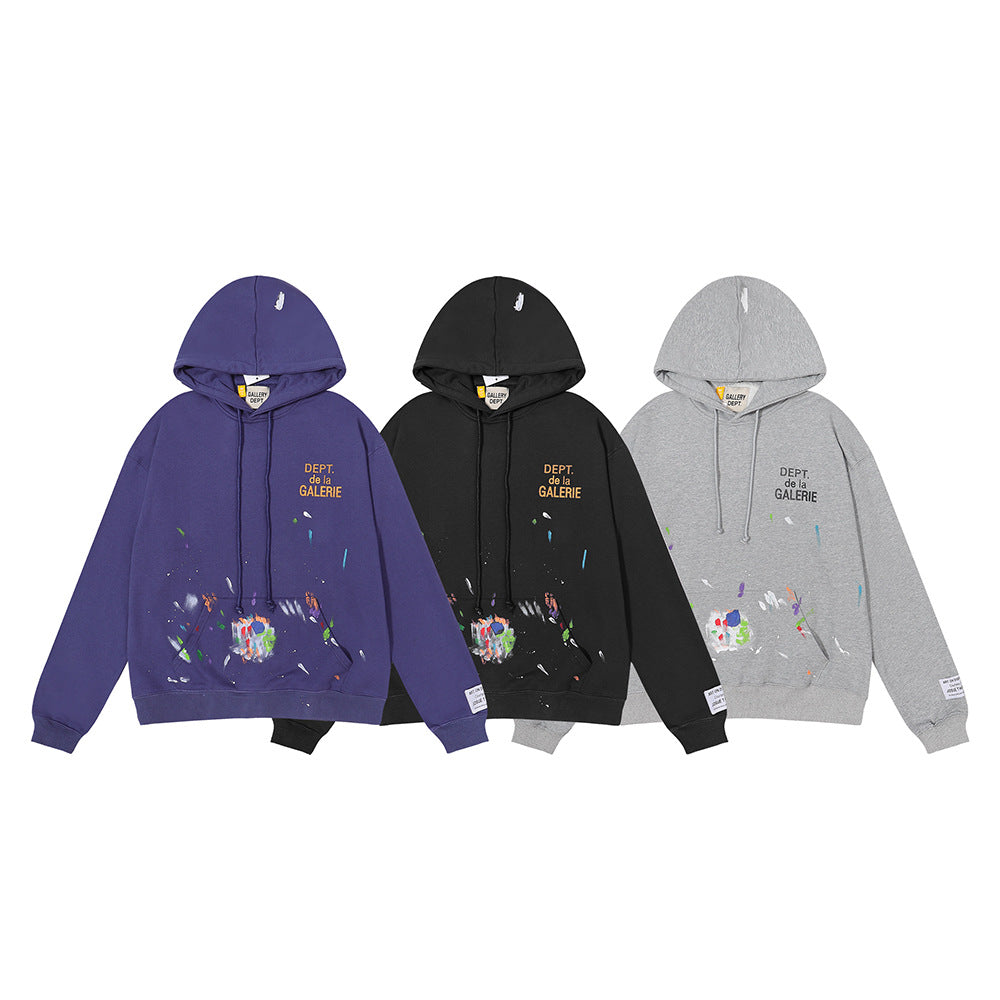Women's Hand-Painted Ink Splash Letter Hoodie Sweatshirt Oversized Casual Street - Seldom Seen Styles