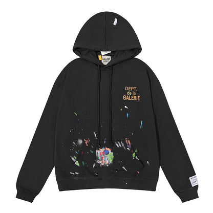 Women's Hand-Painted Ink Splash Letter Hoodie Sweatshirt Oversized Casual Street