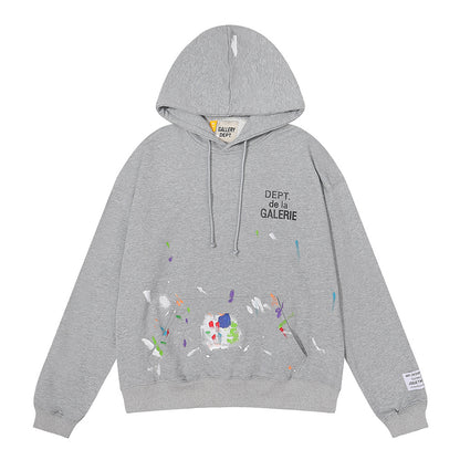 Women's Hand-Painted Ink Splash Letter Hoodie Sweatshirt Oversized Casual Street