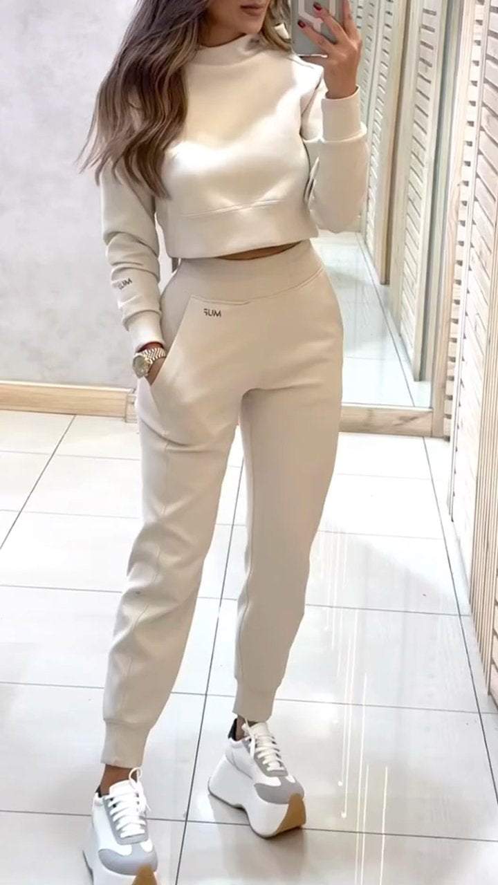 Women's High Collar Long Sleeve Autumn and Winter Casual Sweater Suit - Seldom Seen Styles