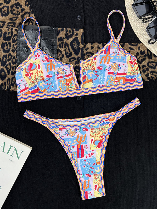 Women's High Cut Bikini Sets Ribbed V-Wire Cami Bikini Two Piece Swimsuit - Seldom Seen Styles