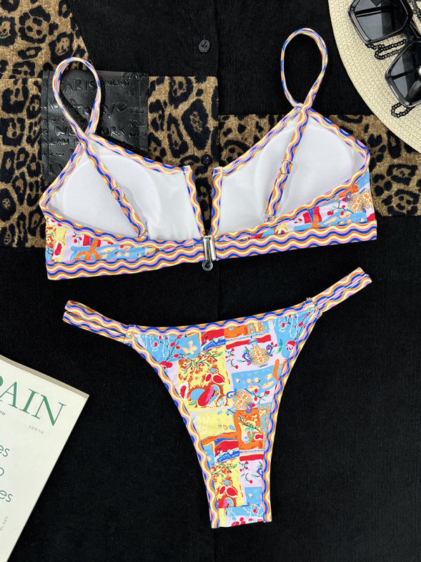 Women's High Cut Bikini Sets Ribbed V-Wire Cami Bikini Two Piece Swimsuit - Seldom Seen Styles