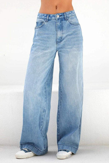 Jean taille haute large ample femme