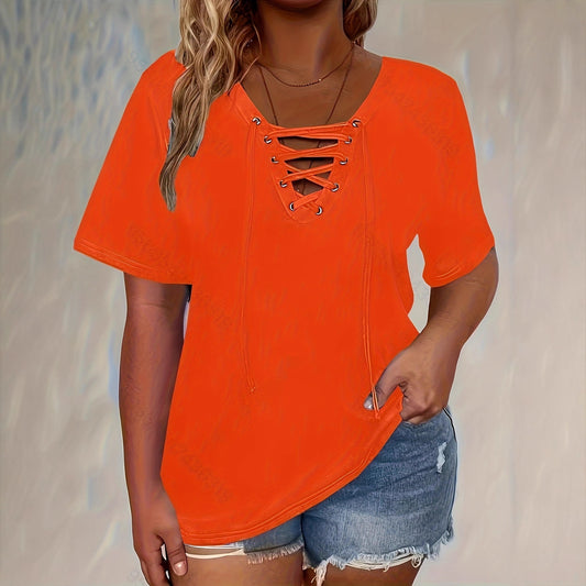 Women's Hollow Out Short Sleeve T-Shirt Top Loose Plus Size Summer Casual Vacation - Seldom Seen Styles