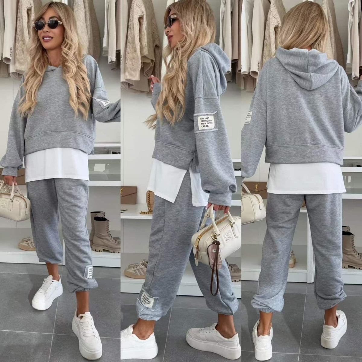 💜Women's Hooded Patchwork Casual Sweatshirt Suit - Seldom Seen Styles