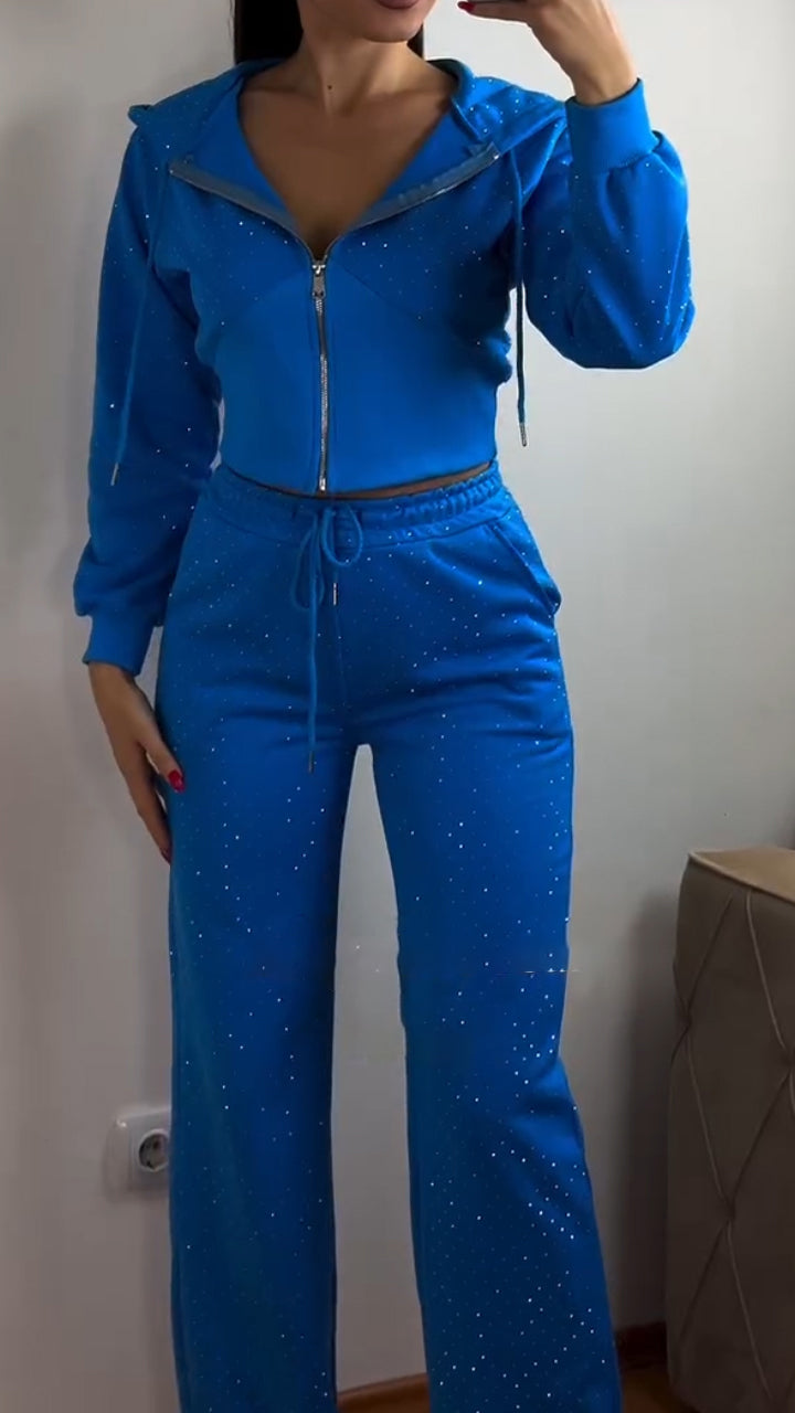 Women's Hooded Zipper Hot Diamond Casual Suit - Seldom Seen Styles