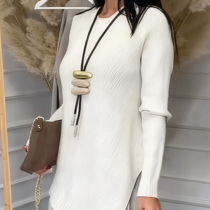 Damen-Set aus unregelmäßigem Pullover und plissiertem Tank-Midikleid, 2-teilig