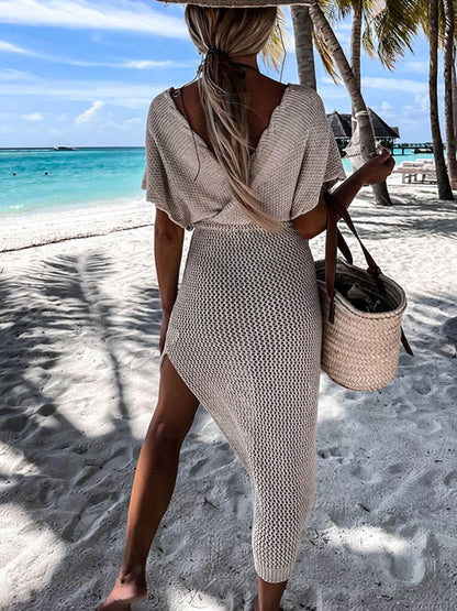 Women's Knitted Cover Up Dress Open Knit Beach Swimsuit Cover Up Resort Vacation Summer Dress