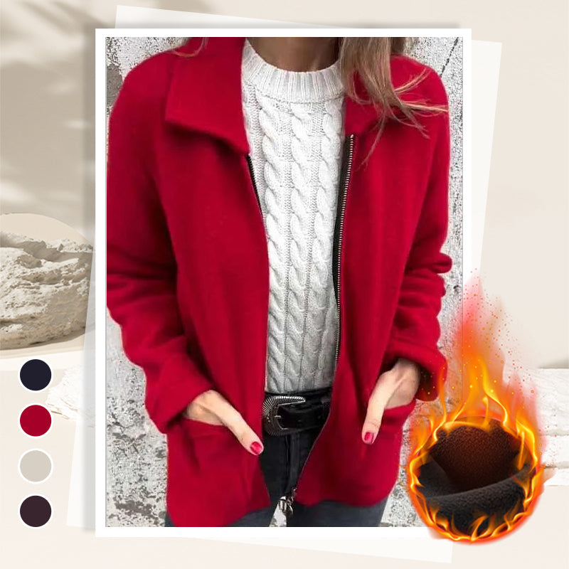 Women's Knitted Zipper Coat With Pockets - Seldom Seen Styles