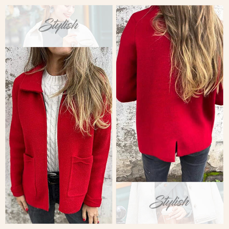 Women's Knitted Zipper Coat With Pockets - Seldom Seen Styles