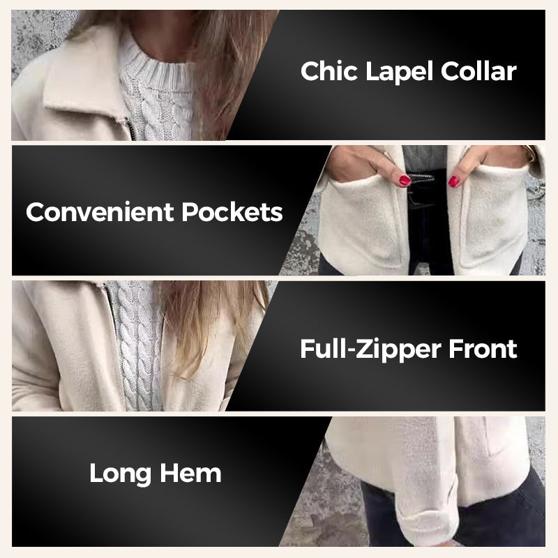 Women's Knitted Zipper Coat With Pockets - Seldom Seen Styles
