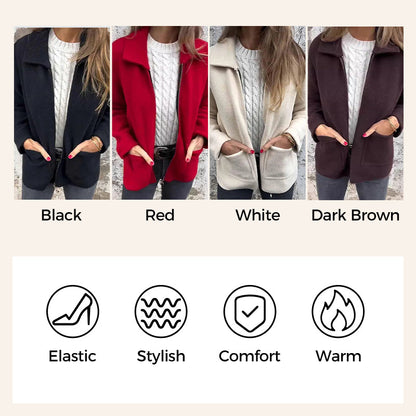 Women's Knitted Zipper Coat With Pockets
