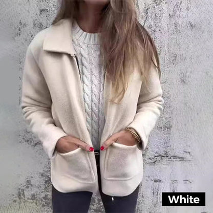 Women's Knitted Zipper Coat With Pockets