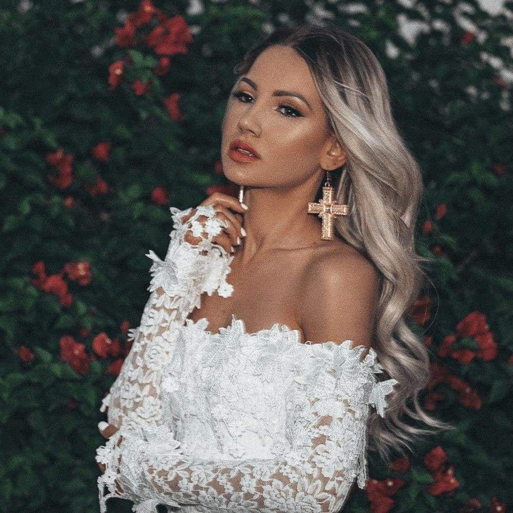 Women's Lace Off Shoulder Bodycon Dress Elegant Floral Long Sleeve Party Dress - Seldom Seen Styles