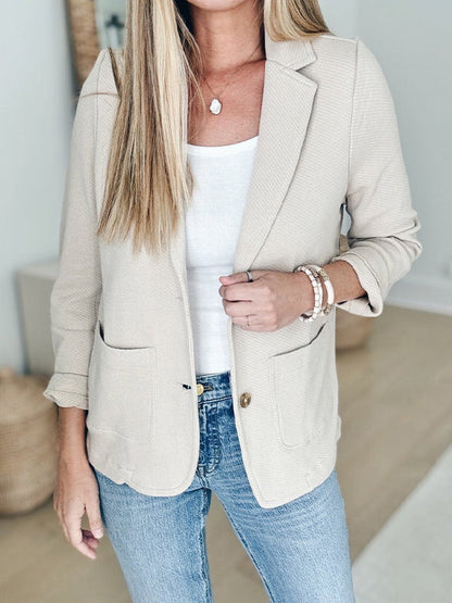 Damen-Freizeitjacke mit Revers und Knöpfen