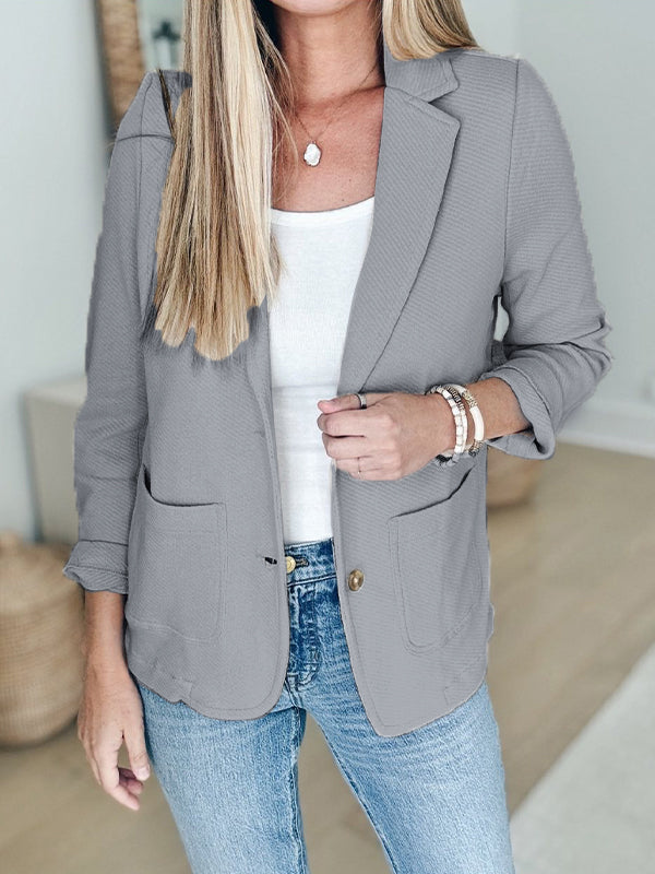 Women's Lapel Button Casual Jacket - Seldom Seen Styles