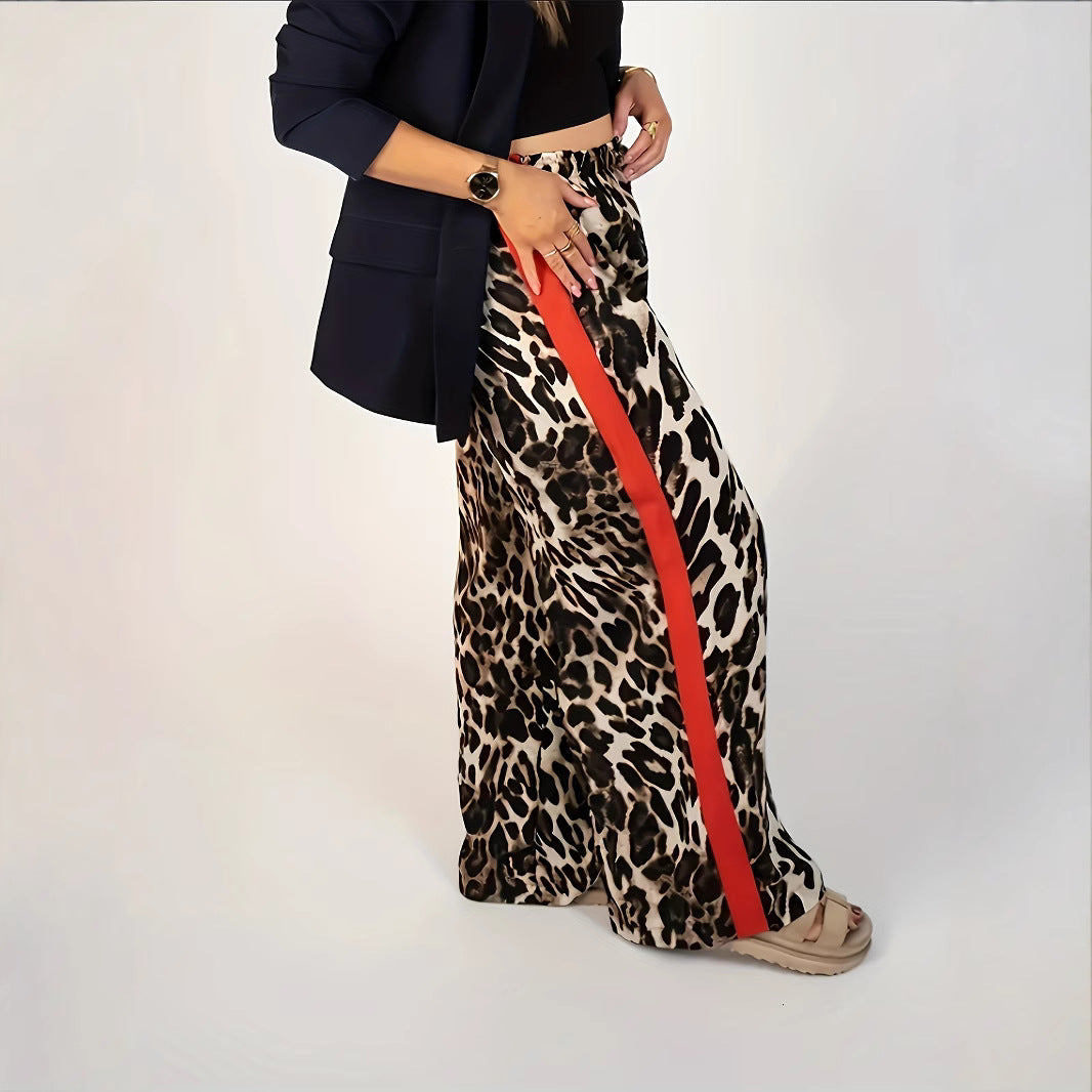 Women's Leopard Print Wide Leg Pants High Waisted Palazzo Pants Casual Loose Fit Statement Trousers - Seldom Seen Styles