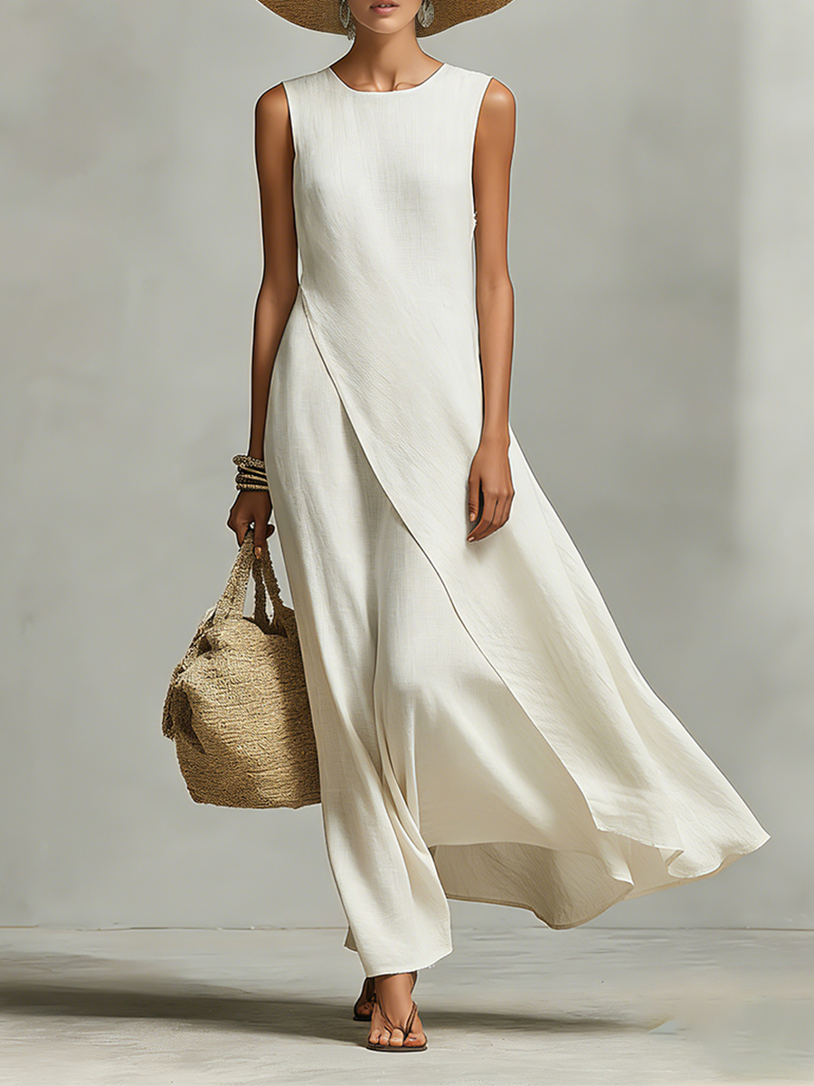 Women's Linen Maxi Dress Sleeveless - Seldom Seen Styles