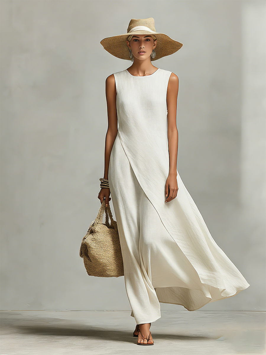 Women's Linen Maxi Dress Sleeveless - Seldom Seen Styles