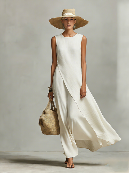 Women's Linen Maxi Dress Sleeveless