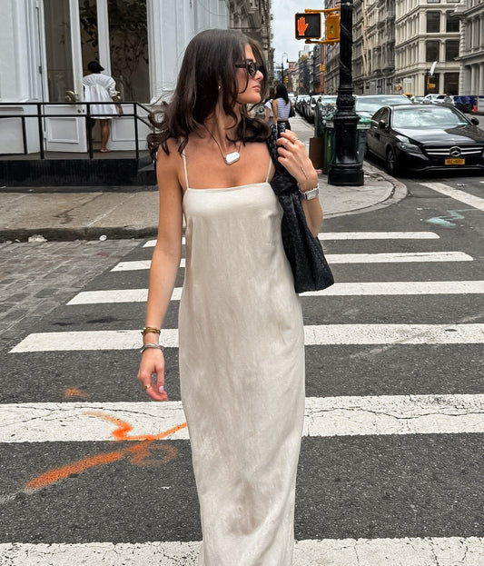 Women's Linen Maxi Dress Spaghetti Strap Cotton Sleeveless Casual Summer Slip Dress - Seldom Seen Styles