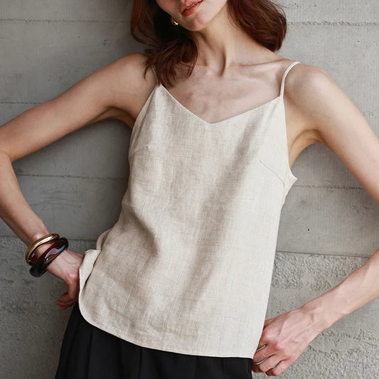 Women’s Linen V-Neck Camisole Top - Seldom Seen Styles
